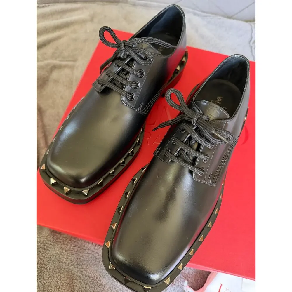 New Valentino Garavani Men Dress Shoes Derby Rockstud Size 42 US 9 $1270 SRP